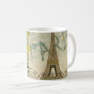 Paris France Travel Vintage Antique Art Painting Coffee Mug