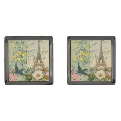 Paris France Travel Vintage Antique Art Painting Cufflinks