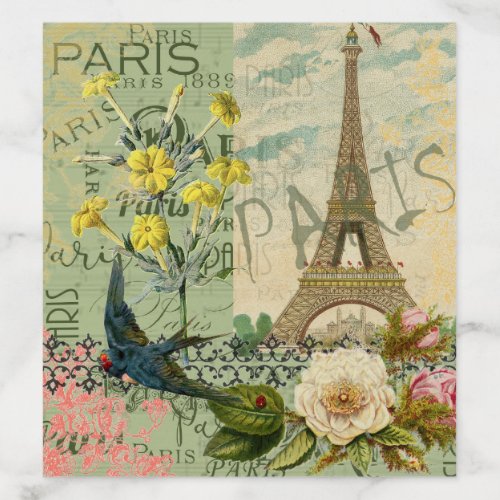 Paris France Travel Vintage Antique Art Painting Envelope Liner