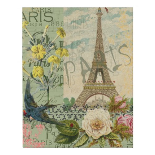 Paris France Travel Vintage Antique Art Painting Faux Canvas Print