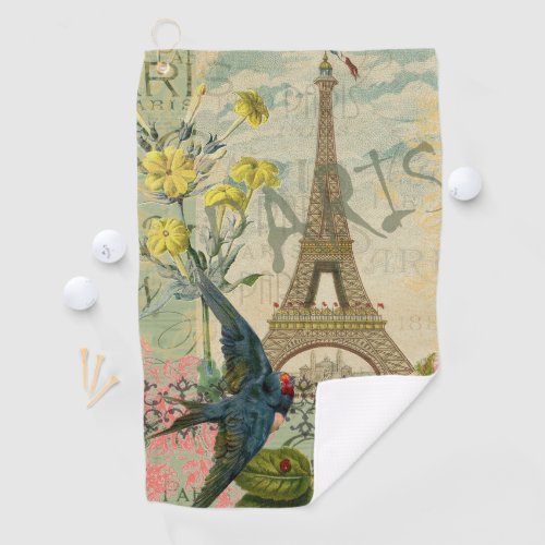 Paris France Travel Vintage Antique Art Painting Golf Towel