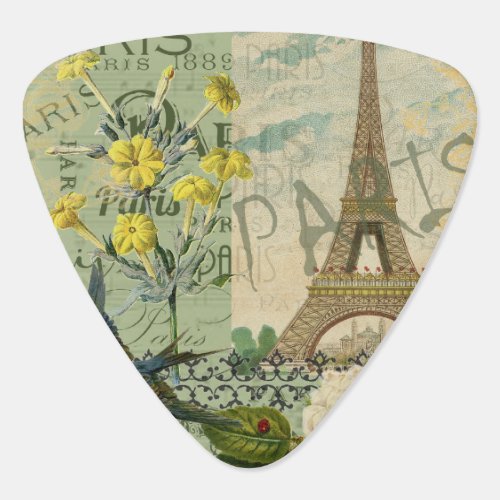 Paris France Travel Vintage Antique Art Painting Guitar Pick