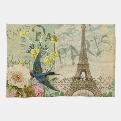 Paris France Travel Vintage Antique Art Painting Kitchen Towel