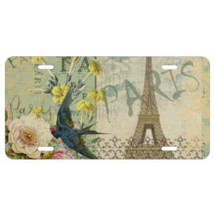 Paris France Travel Vintage Antique Art Painting License Plate