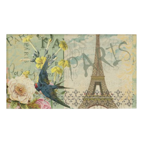 Paris France Travel Vintage Antique Art Painting Name Tag