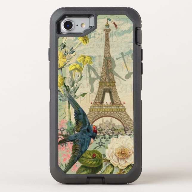 Paris France Travel Vintage Antique Art Painting Otterbox iPhone Case (Back)