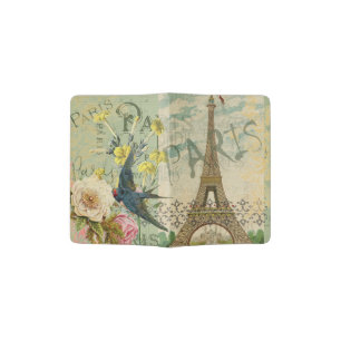 Paris France Travel Vintage Antique Art Painting Passport Holder