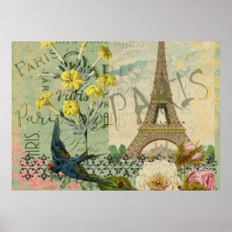 Paris France Travel Vintage Antique Art Painting Poster