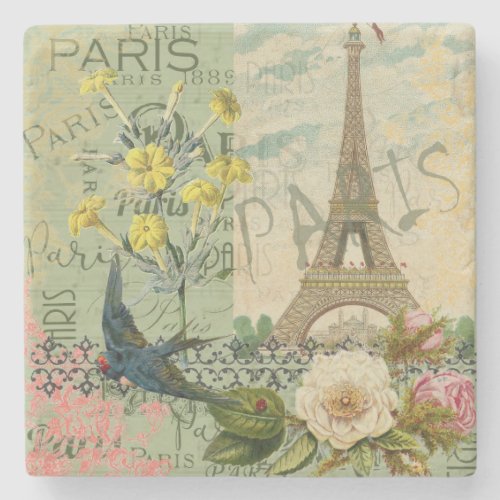 Paris France Travel Vintage Antique Art Painting Stone Coaster
