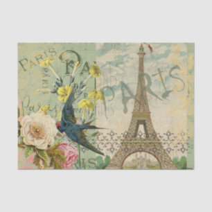 Paris France Travel Vintage Antique Art Painting Tissue Paper