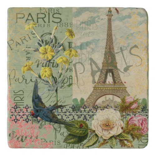 Paris France Travel Vintage Antique Art Painting Trivet