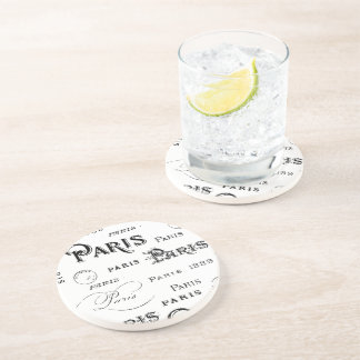 Paris France Typography Souvenirs Sandstone Coaster