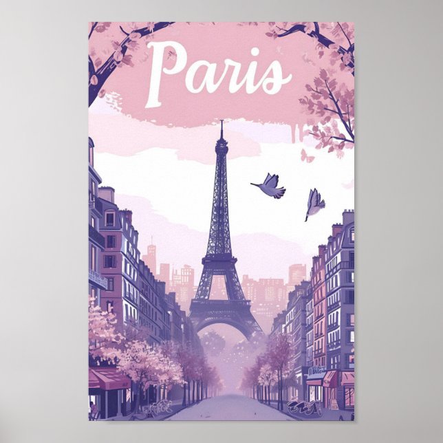 Paris France Vintage Art Travel Illustration Poster (Front)