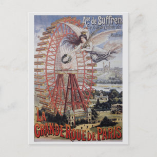 Paris France Vintage Ferris Wheel Postcard