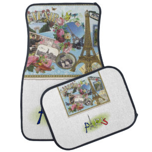 Paris, France Vintage Floral Floor Car Mats