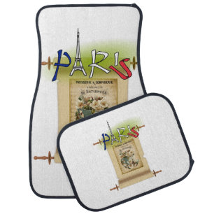 Paris, France Vintage Floral Floor Car Mats