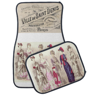 Paris, France Vintage Floral Floor Car Mats
