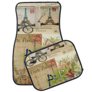 Paris, France Vintage Floral Floor Car Mats