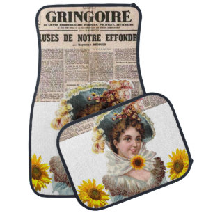 Paris, France Vintage Floral Floor Car Mats