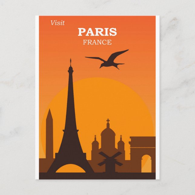 Paris France Vintage Landmarks Travel Postcard (Front)