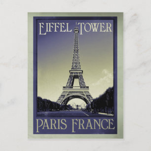paris france vintage look postcard