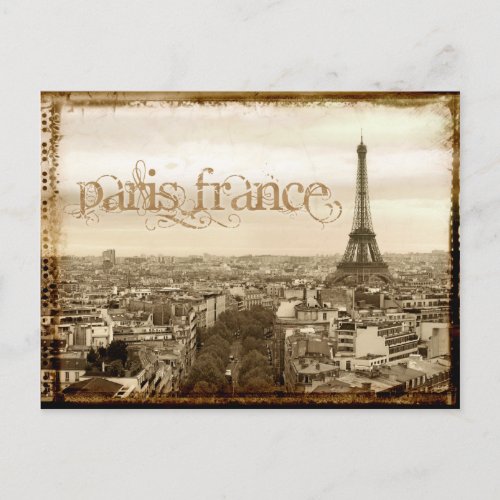 paris france vintage look postcard