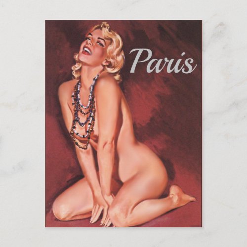 Paris France Vintage Pin up girl Postcard