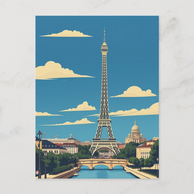 Paris, France Vintage Travel Art Postcard (Front)