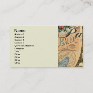 Paris France Vintage Travel Colorful Artwork Business Card