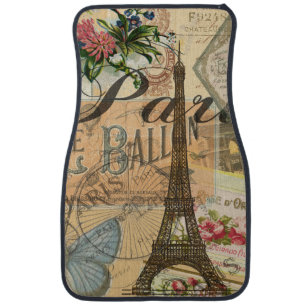 Paris France Vintage Travel Colorful Artwork Car Mat