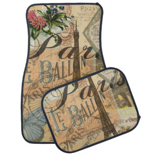 Paris France Vintage Travel Colorful Artwork Car Mat