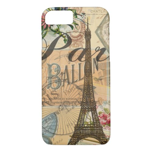 Paris France Vintage Travel Colorful Artwork iPhone 87 Case