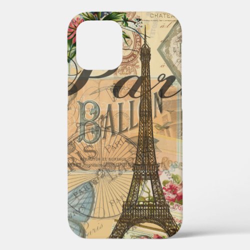 Paris France Vintage Travel Colorful Artwork iPhone 12 Case