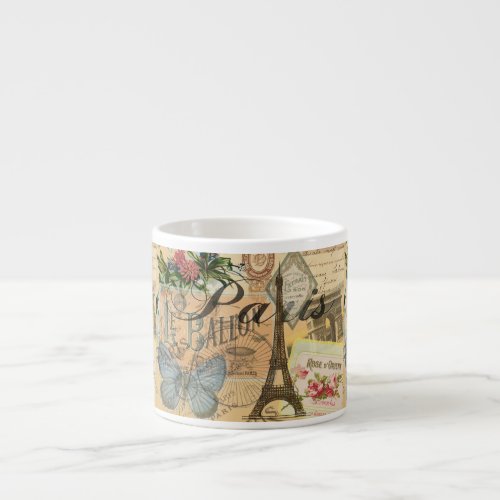 Paris France Vintage Travel Colorful Artwork Espresso Cup