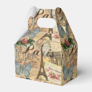 Paris France Vintage Travel Colorful Artwork Favor Boxes