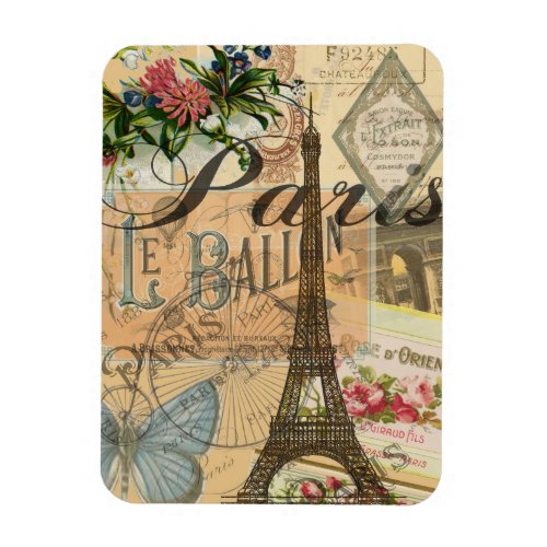 Paris France Vintage Travel Colorful Artwork Magnet