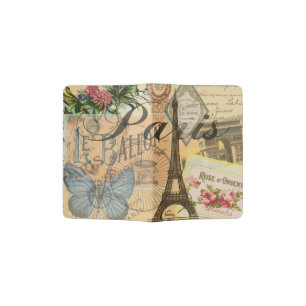 Paris France Vintage Travel Colorful Artwork Passport Holder