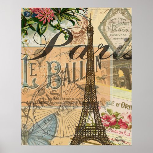 Paris France Vintage Travel Colorful Artwork Poster