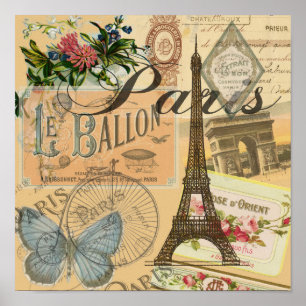 Paris France Vintage Travel Colorful Artwork Poster