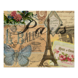 Paris France Vintage Travel Colorful Artwork Poster