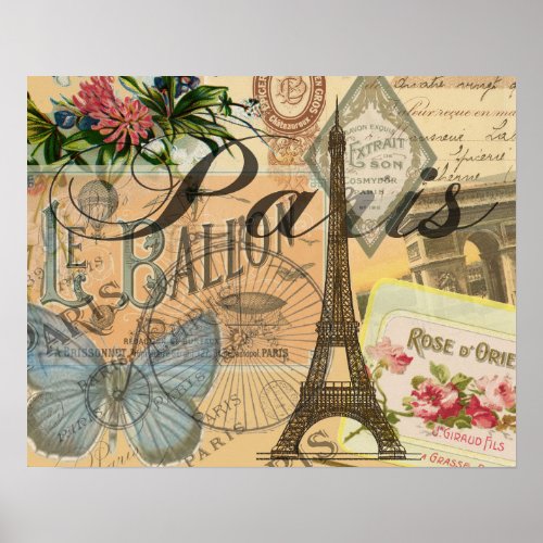 Paris France Vintage Travel Colorful Artwork Poster