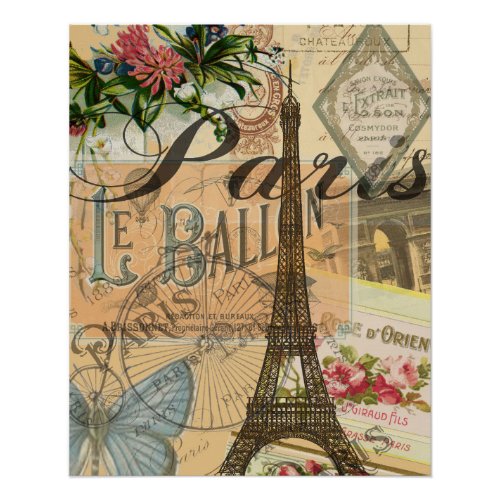 Paris France Vintage Travel Colorful Artwork Poster