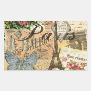 Paris France Vintage Travel Colorful Artwork Rectangular Sticker