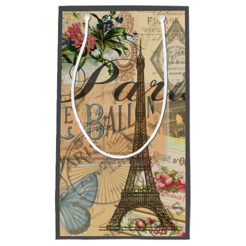 Paris France Vintage Travel Colorful Artwork Small Gift Bag