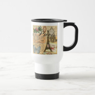 Paris France Vintage Travel Colorful Artwork Travel Mug