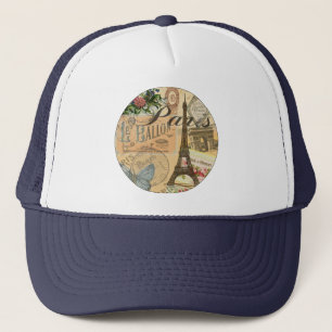 Paris France Vintage Travel Colorful Artwork Trucker Hat