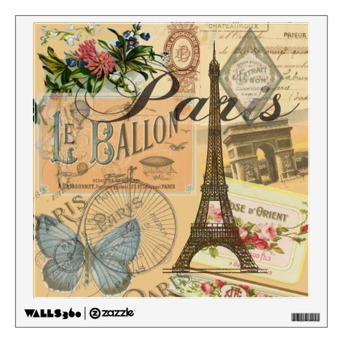 Paris France Vintage Travel Colorful Artwork Wall Decal