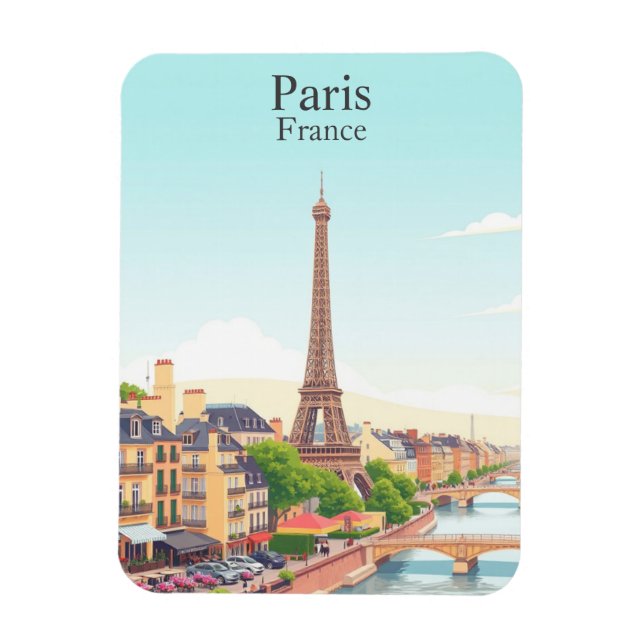 Paris, France Vintage Travel Eiffel Tower Magnet (Vertical)