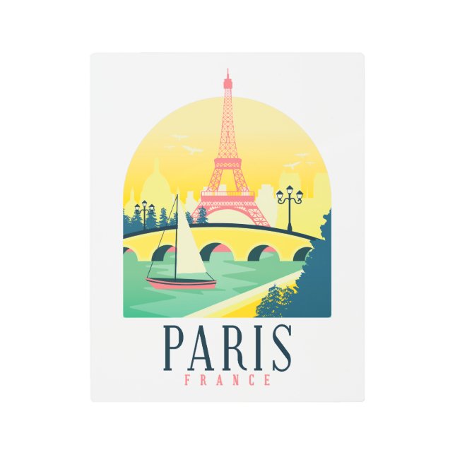 Paris France Vintage Travel    Metal Print (Front)