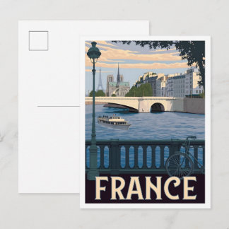 Paris France Vintage Travel  Postcard